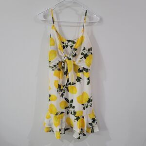 Tcb Traveling Chic Boutique Womens Mini Dress Size Medium Lemon Print Summer
